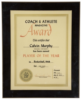 1968 Coach & Athlete Magazine Award for Player of the Year Presented to Calvin Murphy